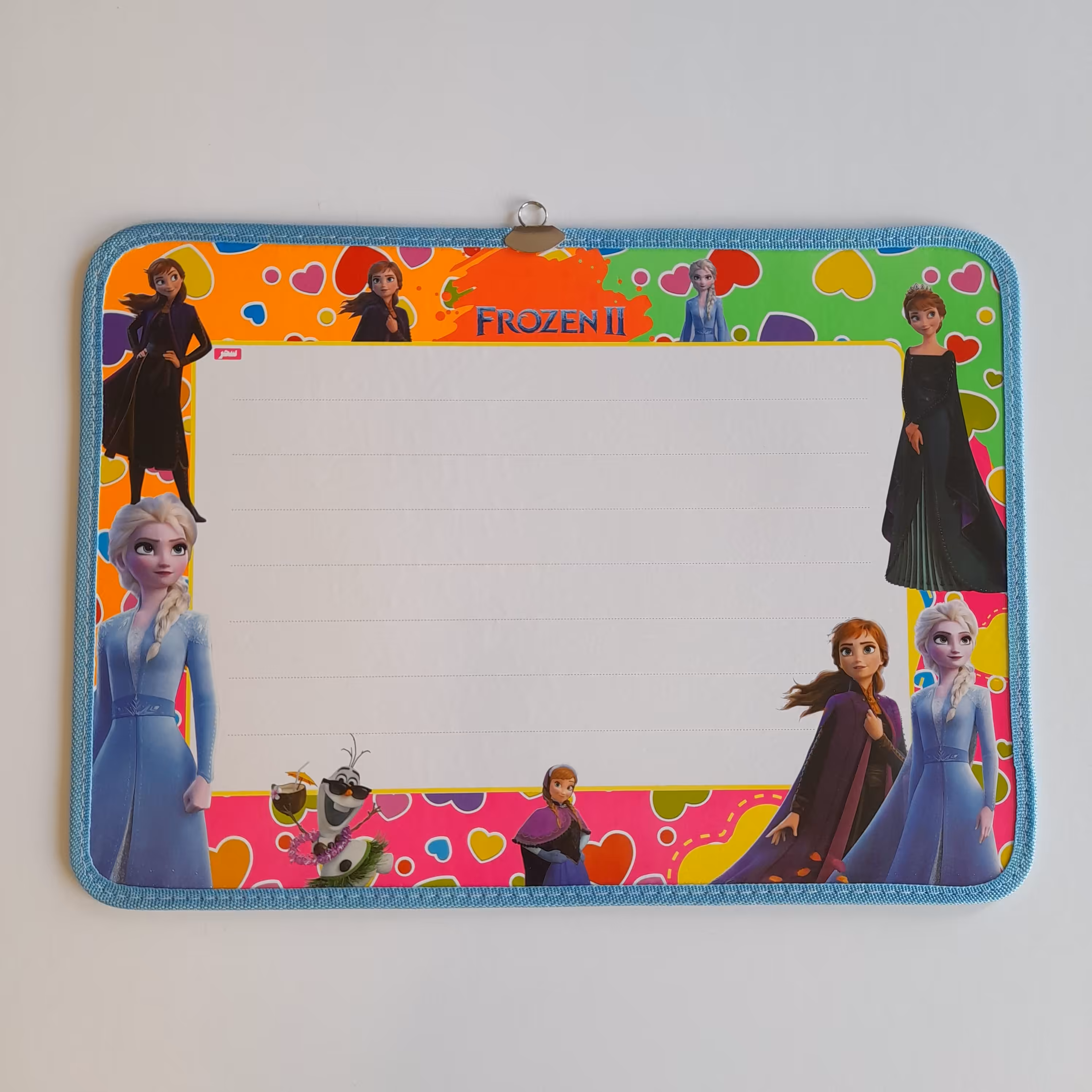 تخته وایت برد قلاب دار  ابعاد 36در48 سایز بزرگ  طرح فروزن السا و آنا دخترانه