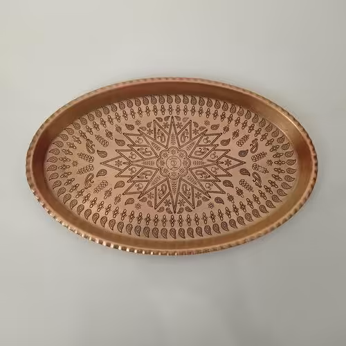 سینی مسی طرحدار بیضی شکل سایز 6  با کیفیت عالی جدید

