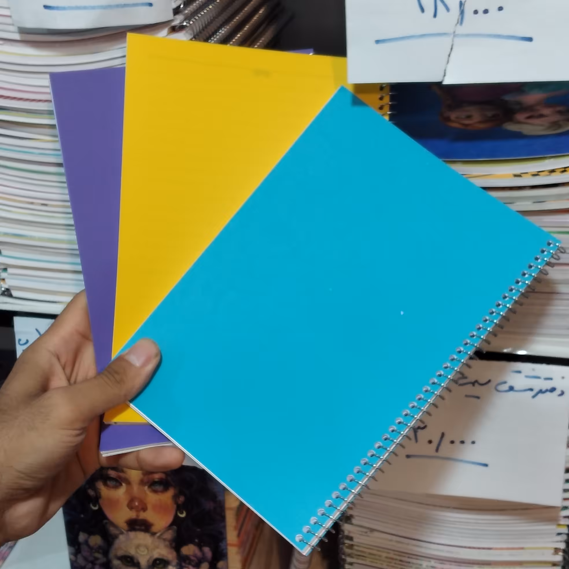 دفتر سیمی 50 برگ جلد رنگی طلقی 60 گرم
