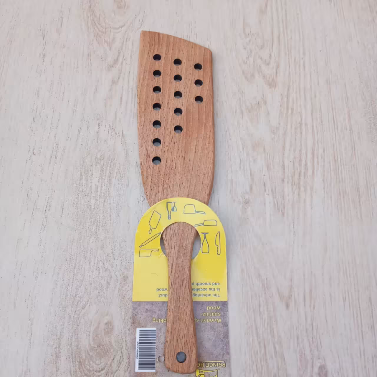 کفگیر چوبی سوراخ دار مستطیل شکل 27.5 سانتی کیفیت مرغوب برای پخت و پز جنس چوب عالی 