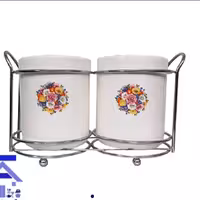 جا قاشقی سرامیکی دوقلو  رومیزی متال هوم