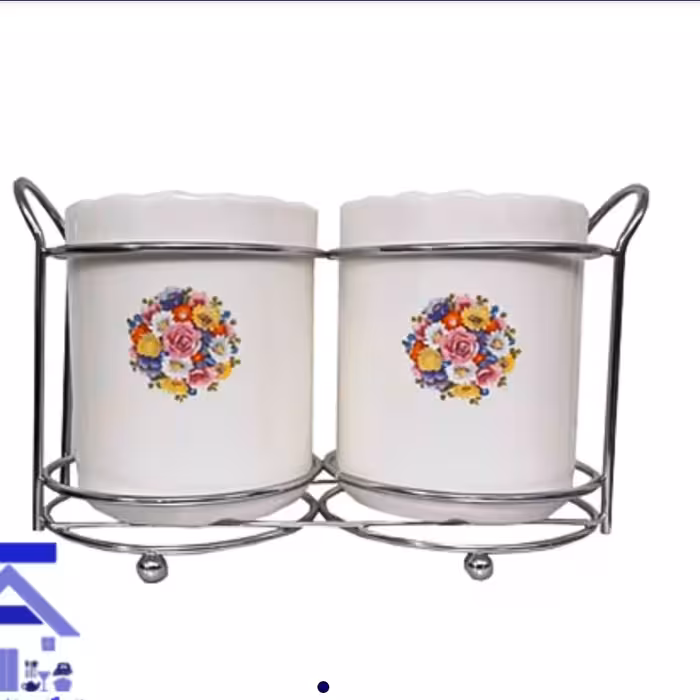 جا قاشقی سرامیکی دوقلو  رومیزی متال هوم