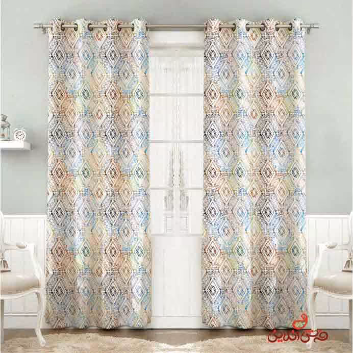 پرده 2عددی طرح اشکال هندسی رنگی کد 2553