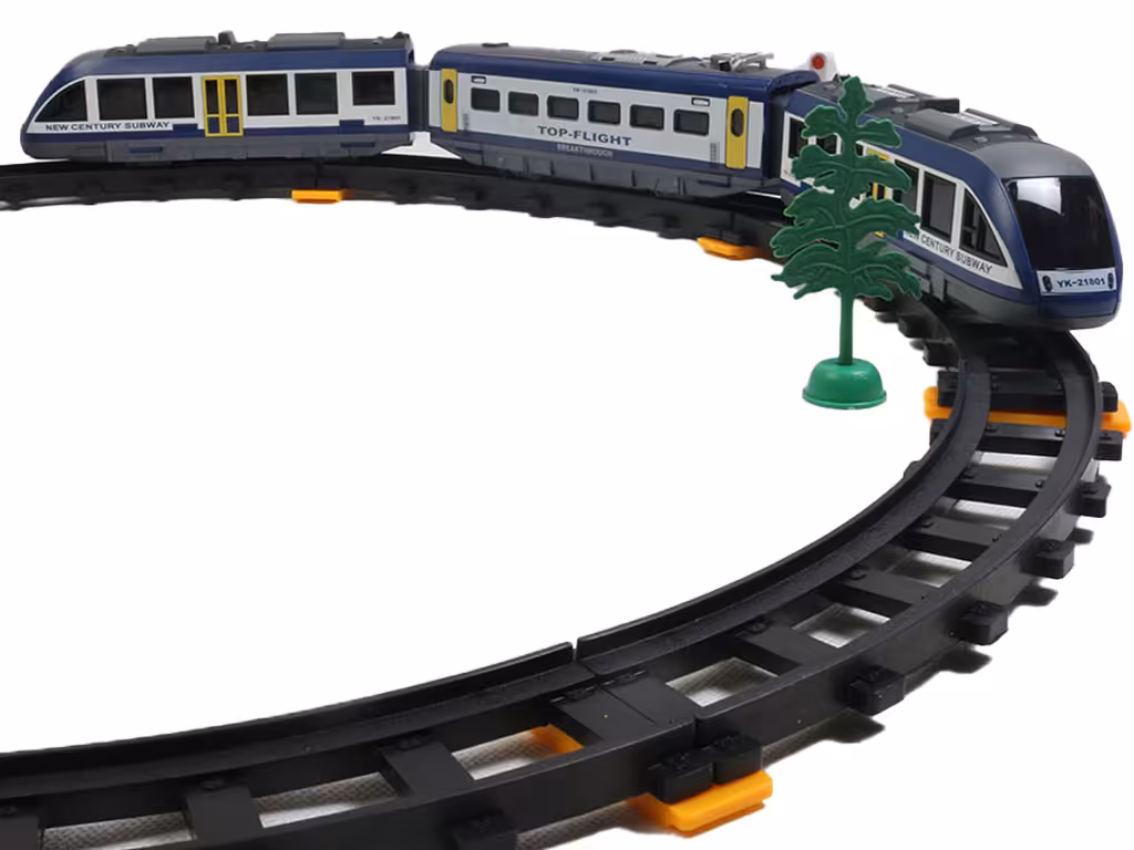 قطار ریموت کنترلی موزیکال و چراغ دار با حرکت دو طرفه روی ریل (30 تکه)