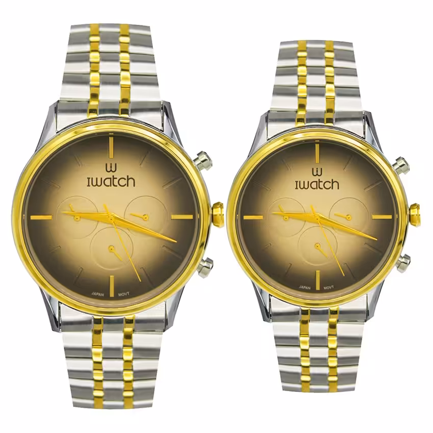 ساعت مچی ست زنانه و مردانه آی واچ-بندفلزی3موتورفعال(فول تایم)مدلiw190158