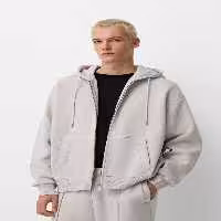 سویشرت آبی مردانه ژاکت و شلوار بزرگ تنظیم شده است Bershka
