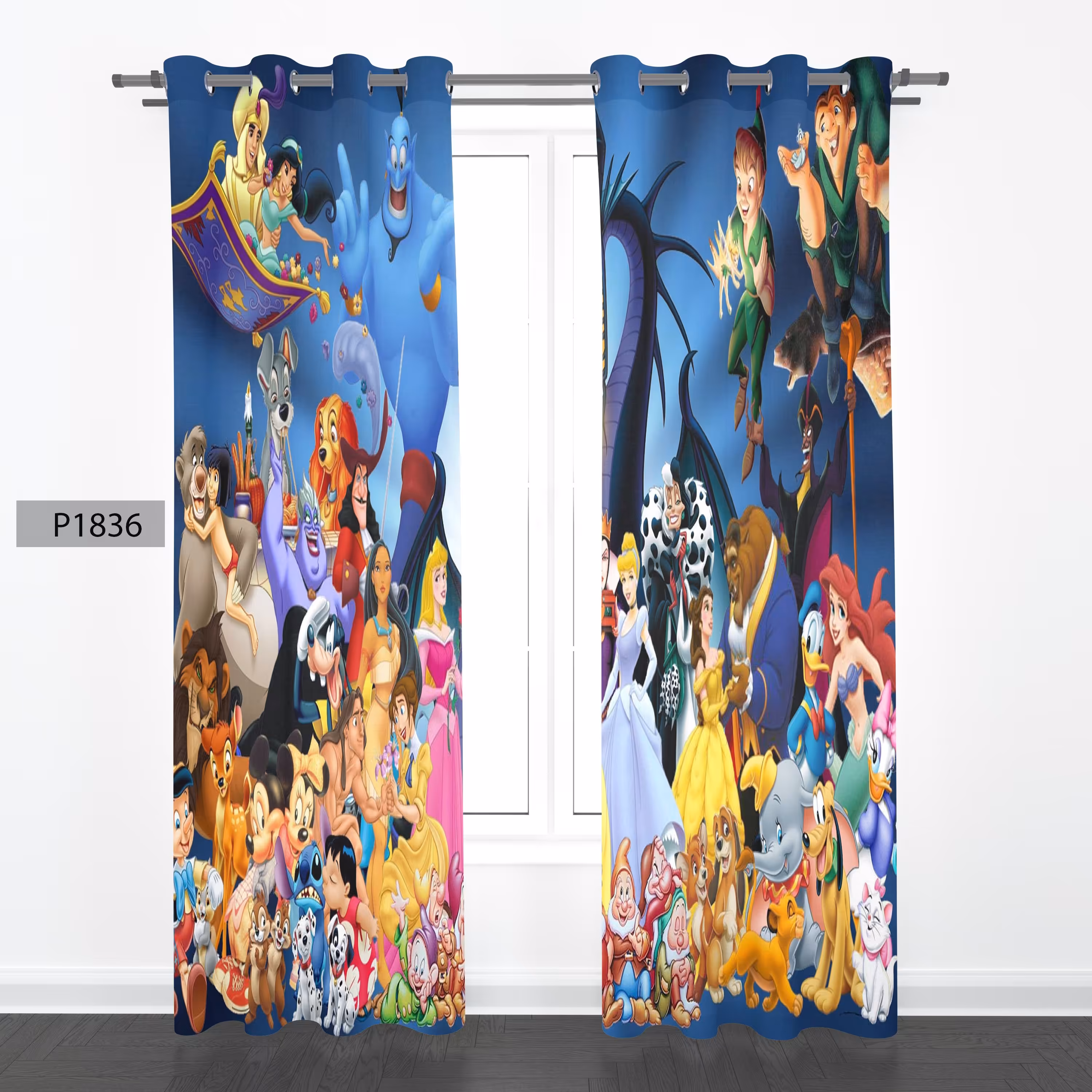 پرده هازان چاپی دوقواره دوخته شده پانچ شده هر قواره عرض 140ارتفاع 190 کد1836