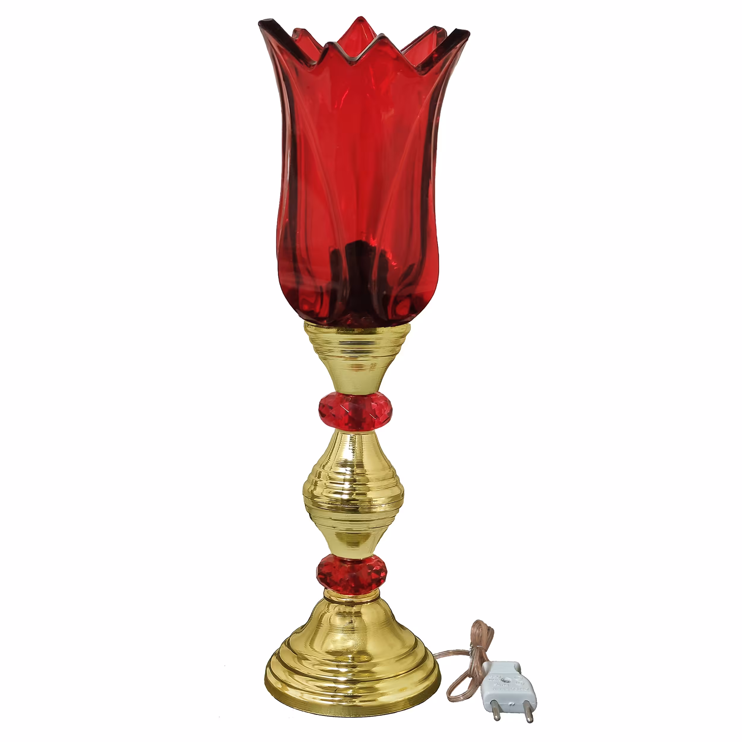شمعدان آباژور لاله قلبی لامپ خور  تکی (رنگ قرمز)