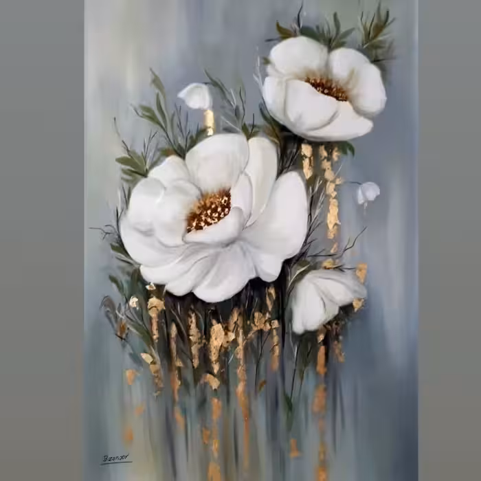 تابلوی نقاشی با رنگ روغن طرح گل سایز  100 در 70