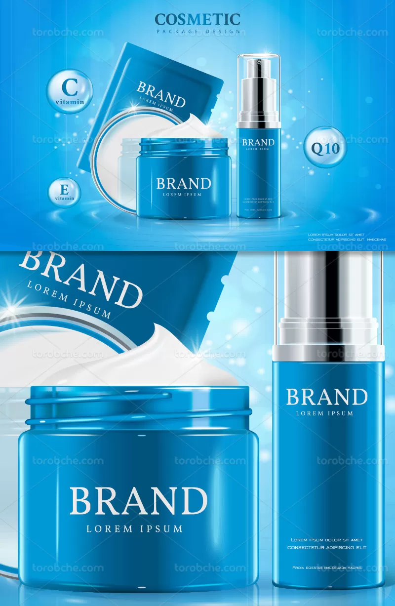 وکتور کرم پوست تبلیغاتی آبی | گرافیک با طعم تربچه