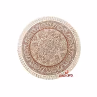 فرش گرد ماشینی ساوین طرح باغ لرزان بژ