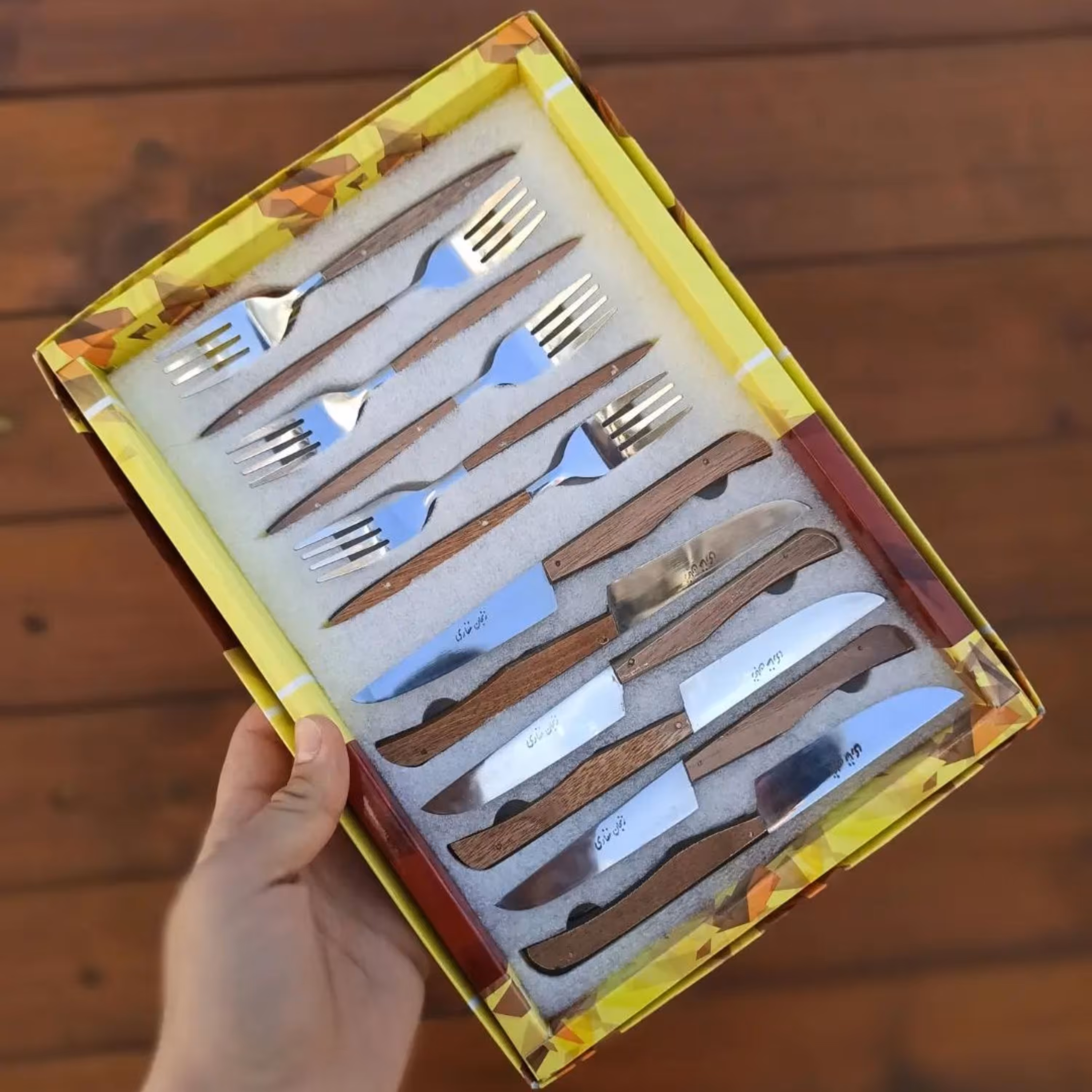 ست کارو چنگال جنس استیل در رنگ های مختلف جنس دسته ایپوکسی ضخامت 3میل