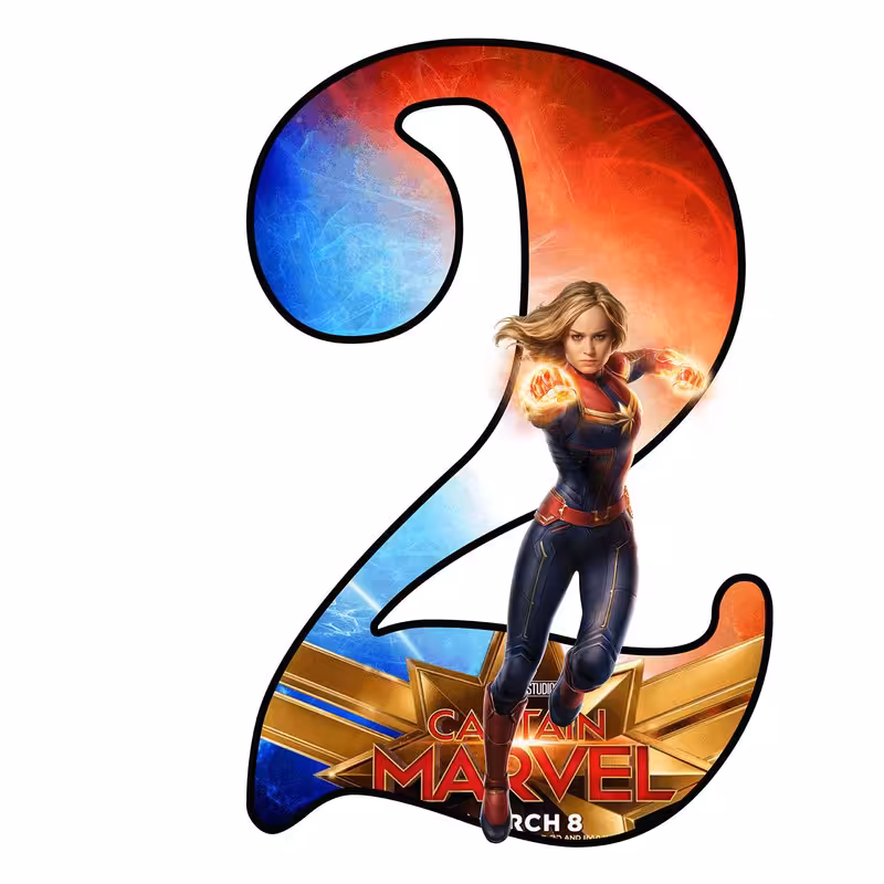 استند رومیزی تولد مدل عدد 2 طرح کاپیتان مارول کد 1515