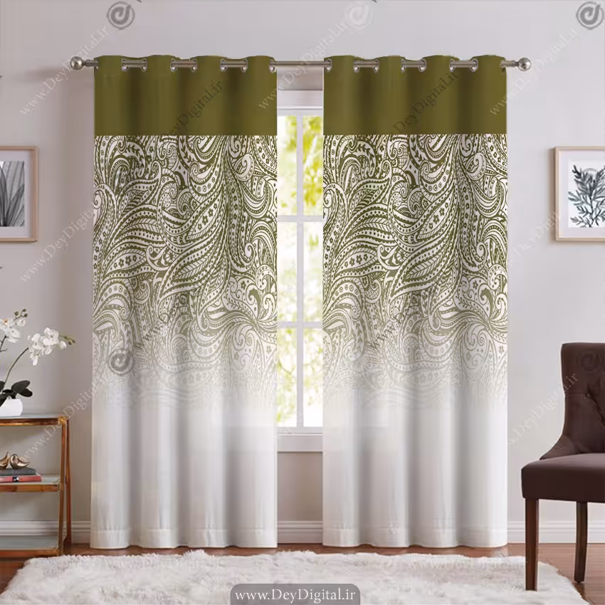 پرده پانچی سبز مدل ساده SA-2938