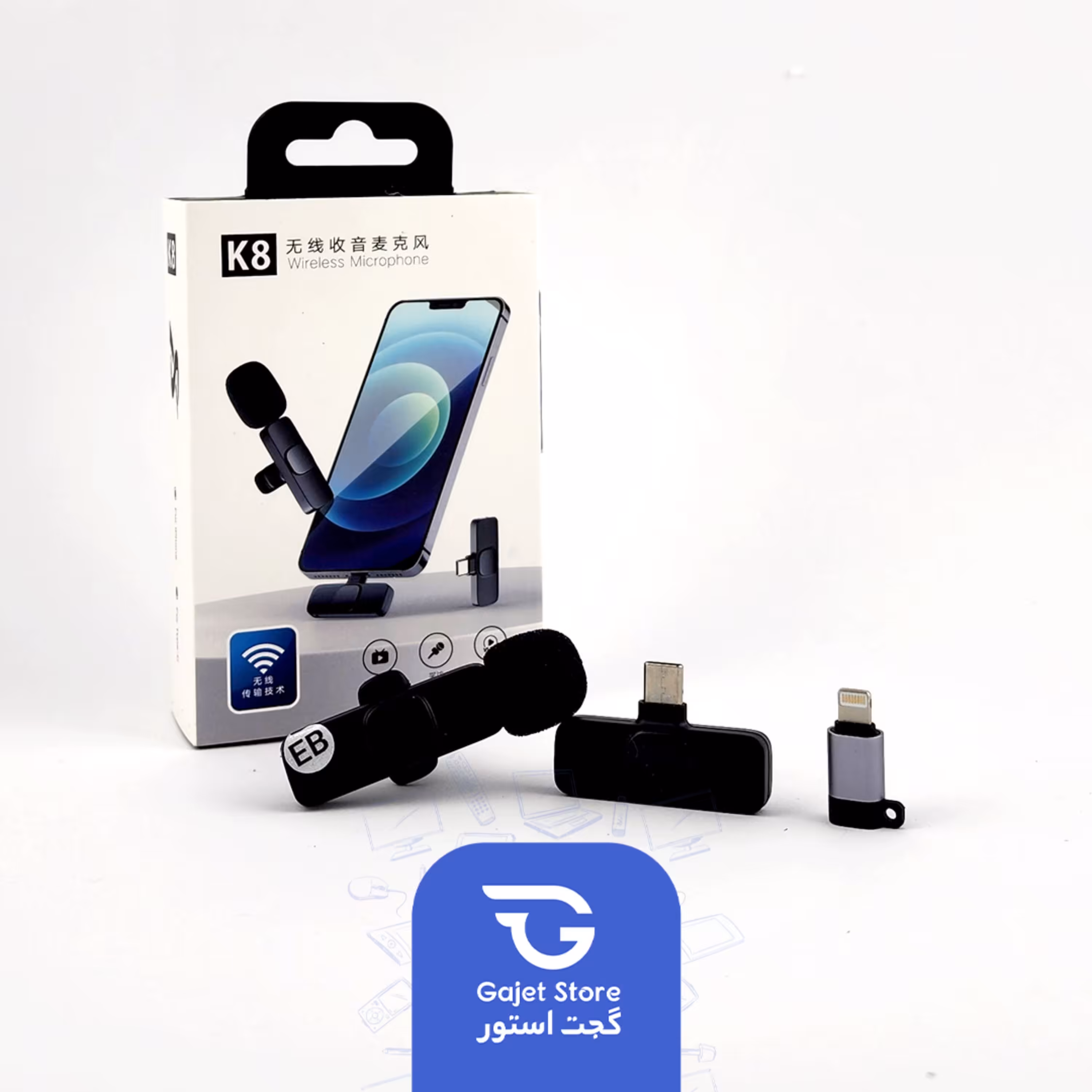 میکروفون بیسیم یقه ای مدل K8 اصل مناسب برای اندروید و آیفون