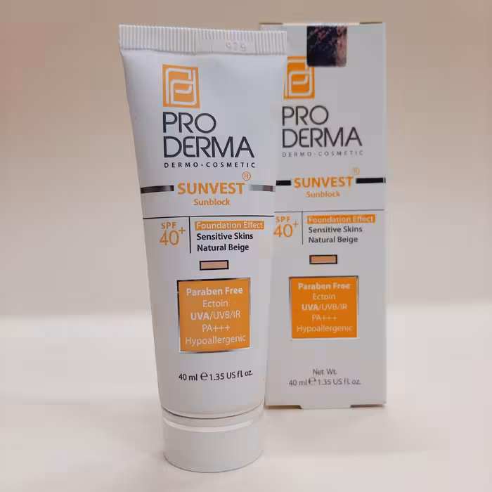 ضدآفتاب رنگی SPF 40 پرودرما-پوست حساس-بژطبیعی