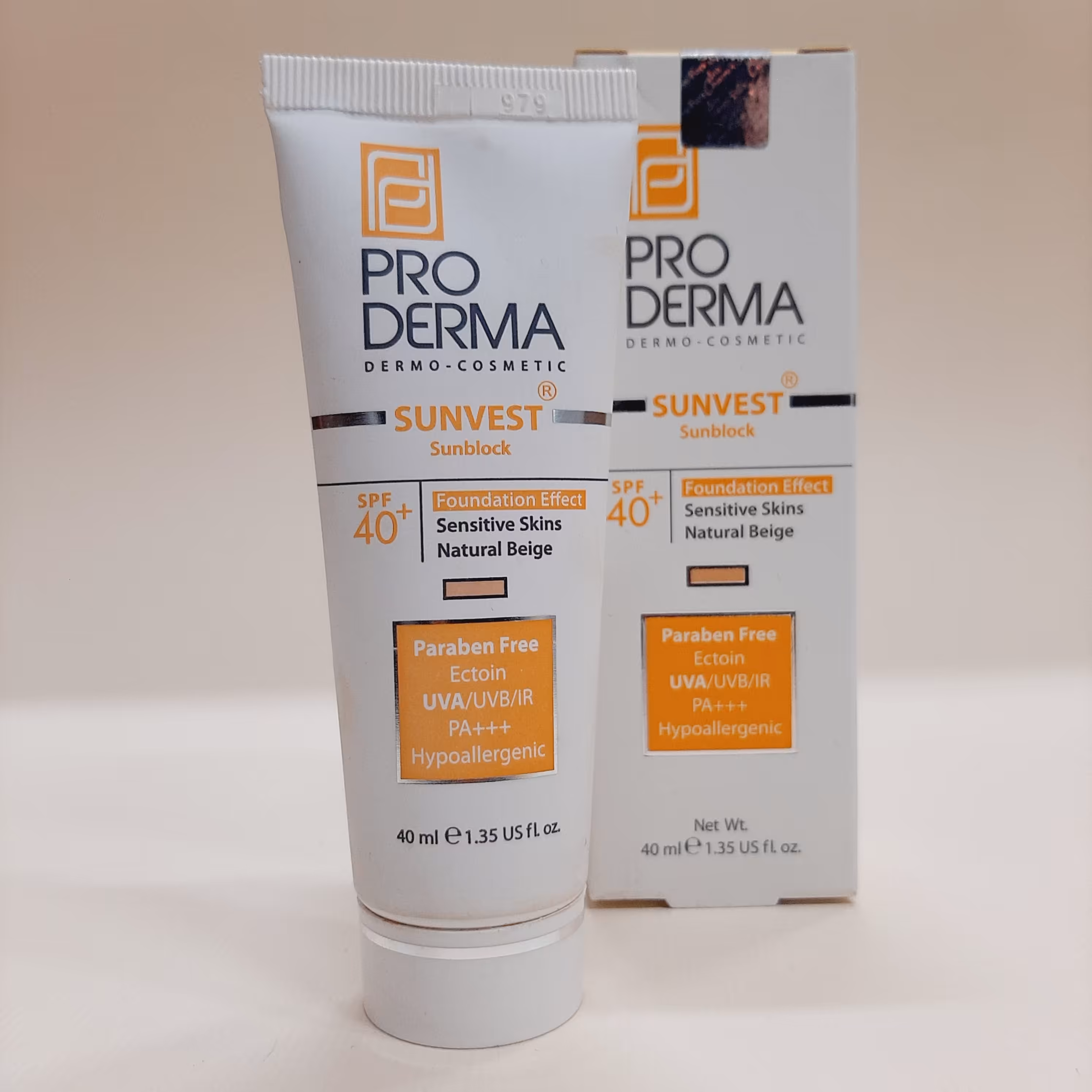 ضدآفتاب رنگی SPF 40 پرودرما-پوست حساس-بژطبیعی