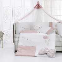 سرویس خواب مامی شاپ نوزاد نوجوان گارددار 9 تکه اصل ترکیه 80*130 سانتیمتر رنگ صورتی momi shop