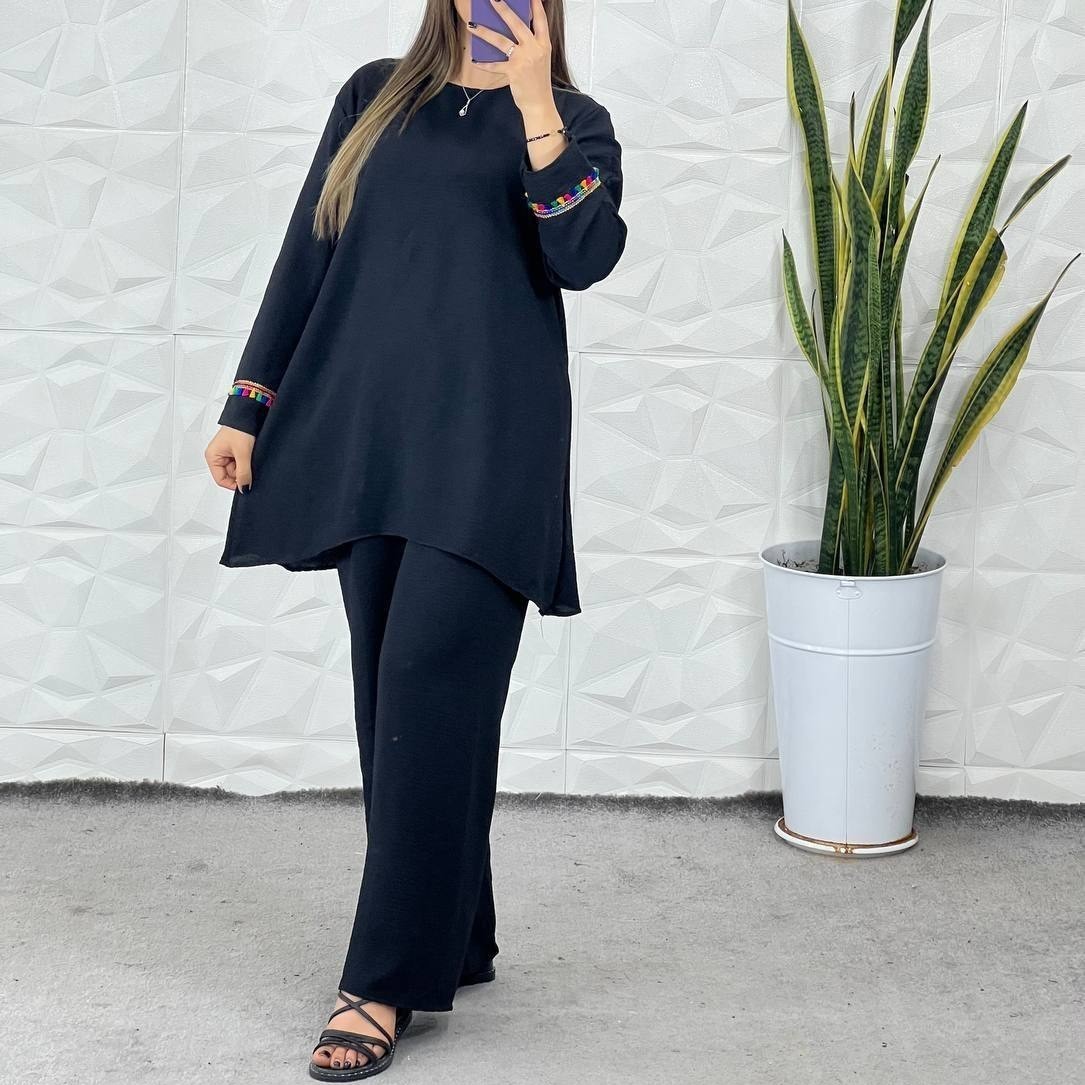 ست محرمی زنانه شلوار و تونیک منگوله دار ابروبادی ارسال رایگان با تیپاکس