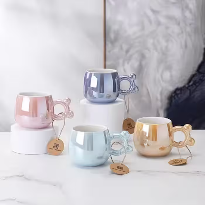 ماگ ساده سرامیکی با دسته خرس