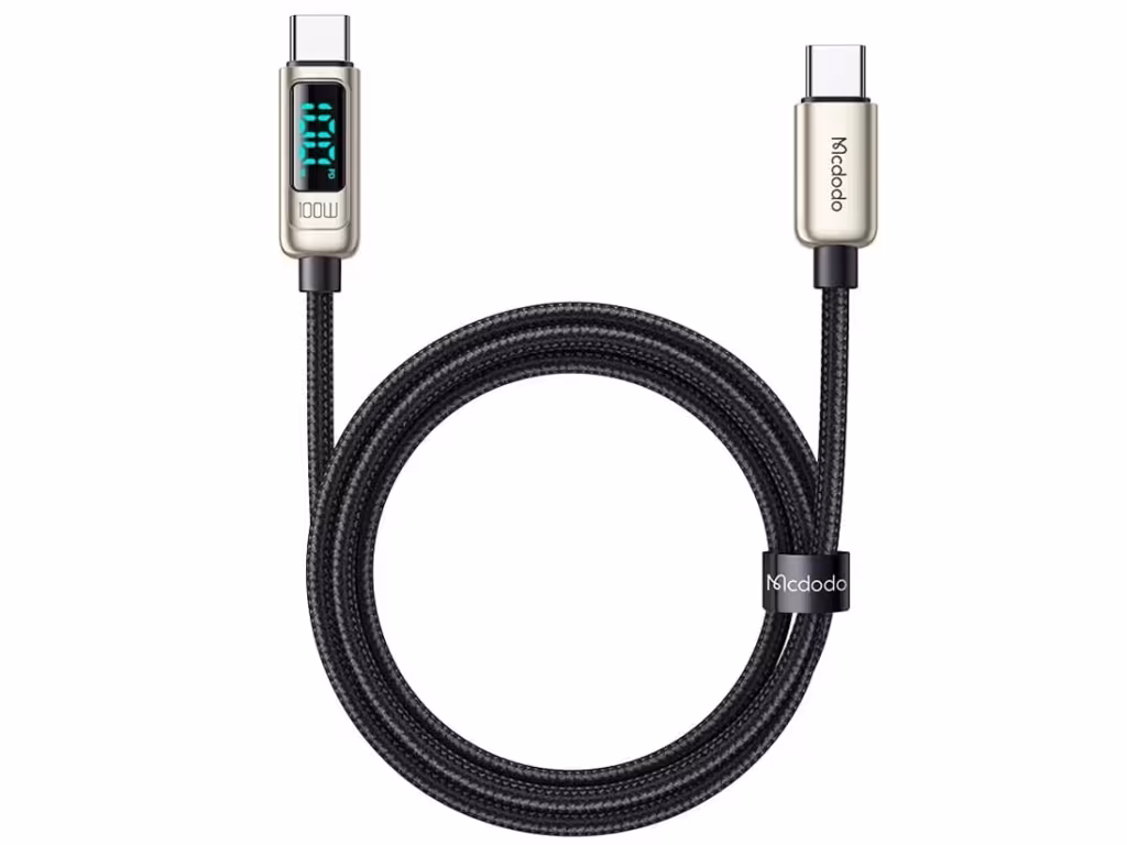 کابل شارژ تایپ‌سی به تایپ‌سی مک‌دودو Mcdodo Type-C To Type-C Data Cable 100W PD Fast Charge CA-8821 نقره ای