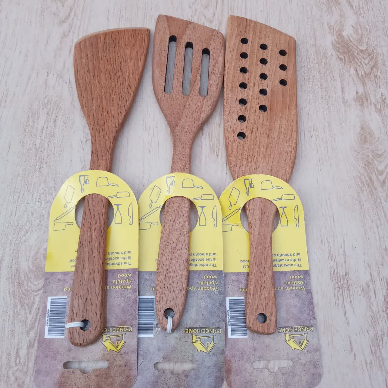 ست کفگیر چوبی 3 عددی  آشپزخانه 275 سانتی مناسب برای پخت و پز جنس چوب مرغوب کیفیت عالی 