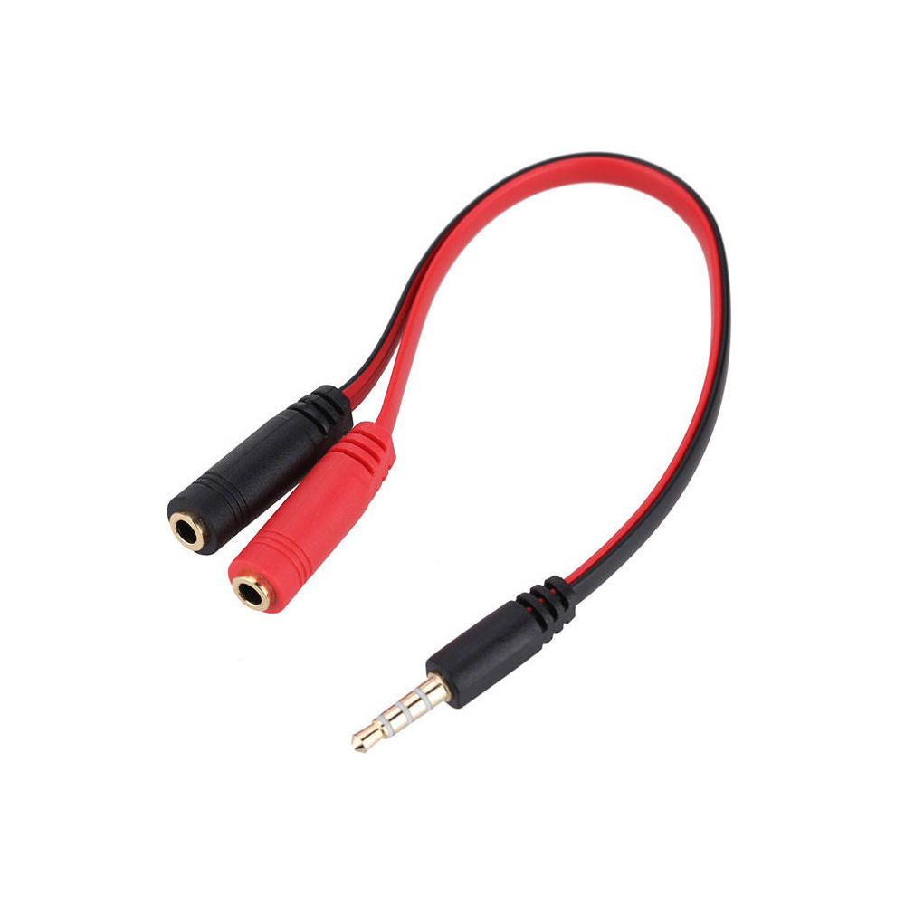 کابل مبدل AUX یک مادگی به دو نری (فیش سه خط به دو فیش صدا و میکروفن جدا)