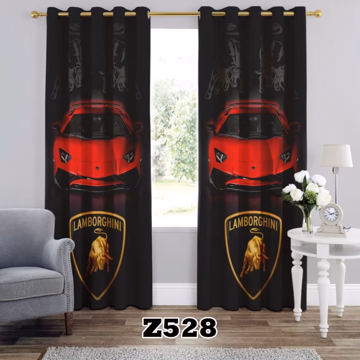 یک عدد پنل پرده اماده طرح لامبورگینی z528