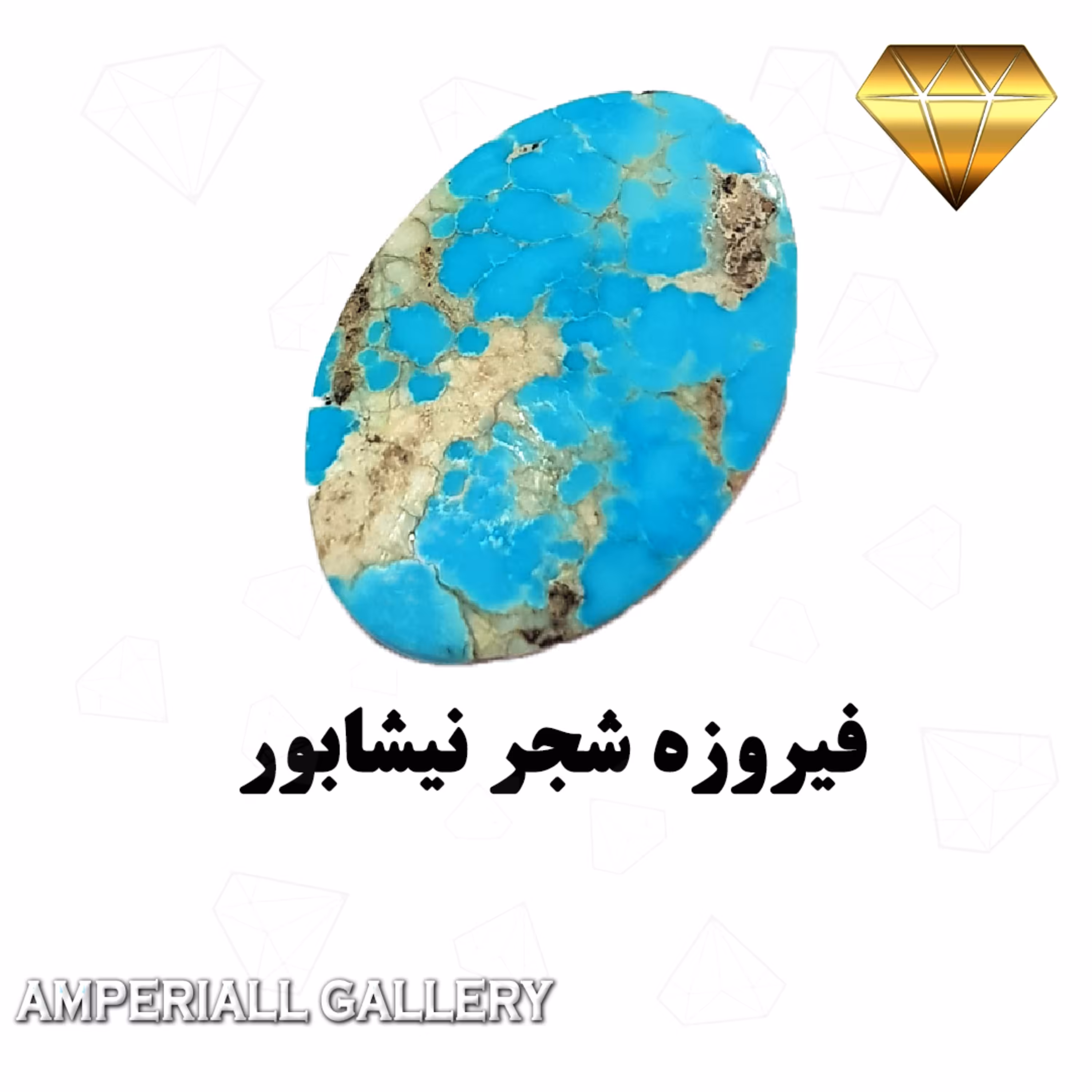 فیروزه آبی خوشرنگ  شجر نیشابور با شجر سفید تراش بیضی   862