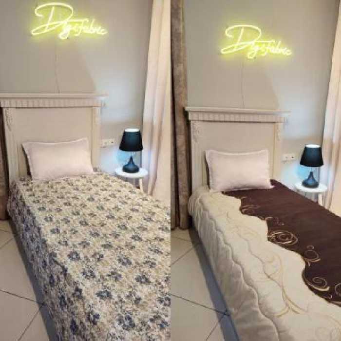 لحاف یک نفره طرح اسلیمی قهوه ای کرم