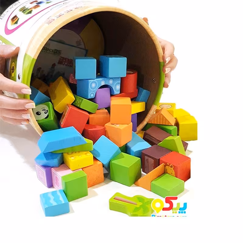 بلوک چوبی خانه سازی بریکس سطلی 100 تکه مدل 1393