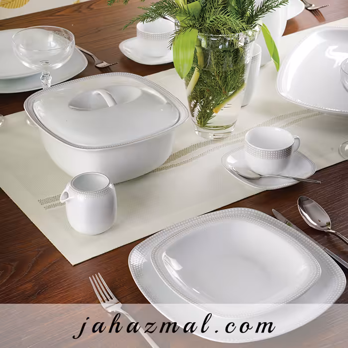 سرویس چینی زرین طرح مون بلان طوسی 98 پارچه