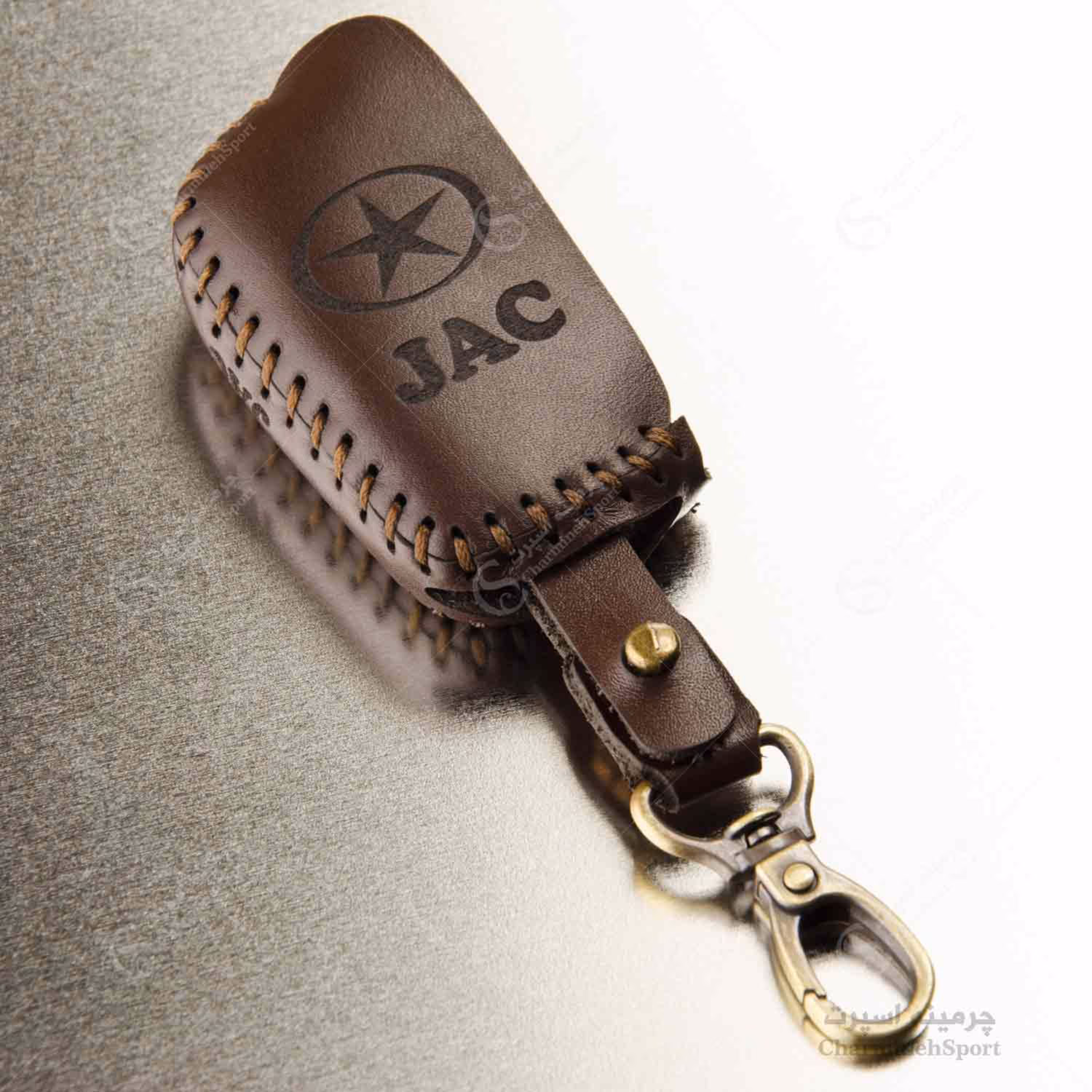 جاسوییچی چرم طبیعی گاوی قهوه ای مناسب جک تاشو 3