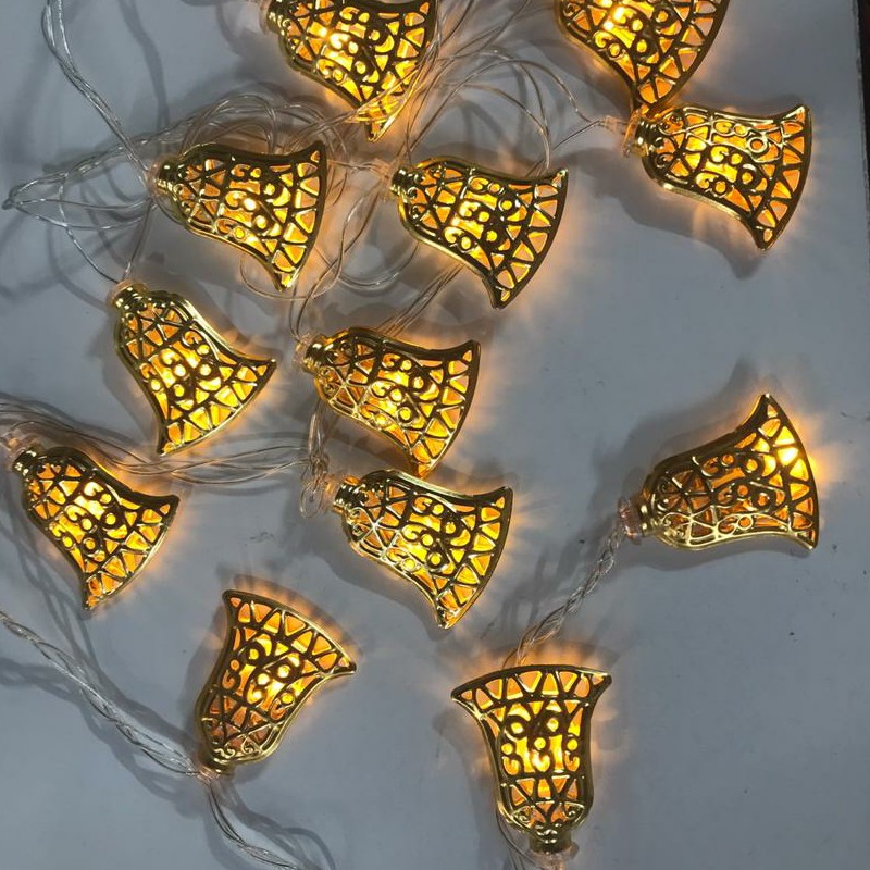 ریسه LED  طرح زنگوله  فلزی طلایی رنگ 3متری و  داری 20 لامپ LED