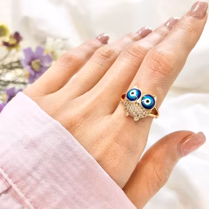 انگشتر جواهری جغد استیل زنانه و دخترانه