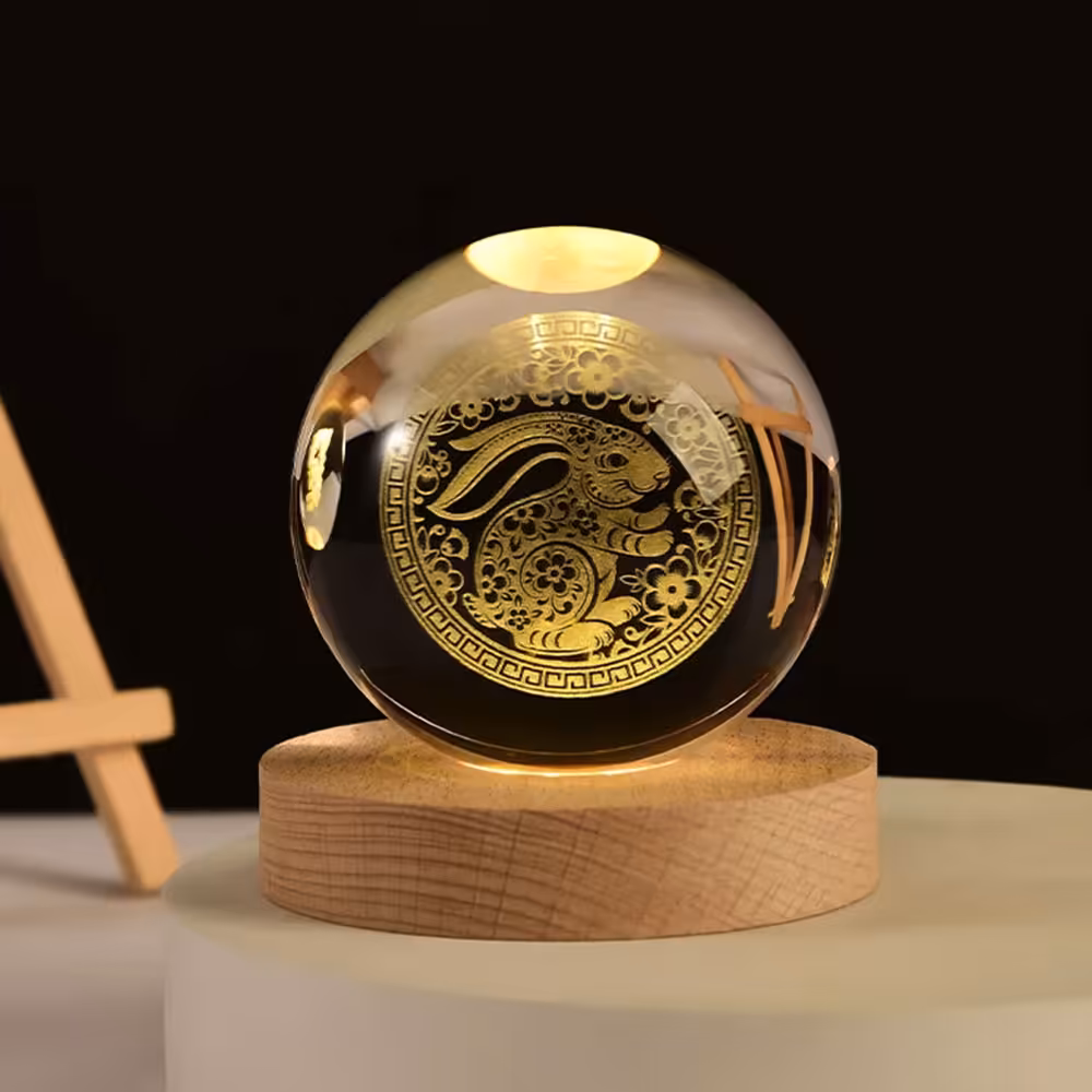 چراغ خواب گوی شیشه ای طرح Rabbit