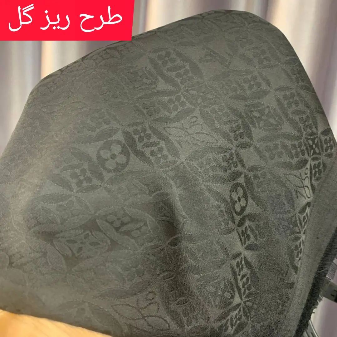 روسری مشکی ژاکارد محرمی قواره 140 دور ریشه سوزنی تابستانه دو رو