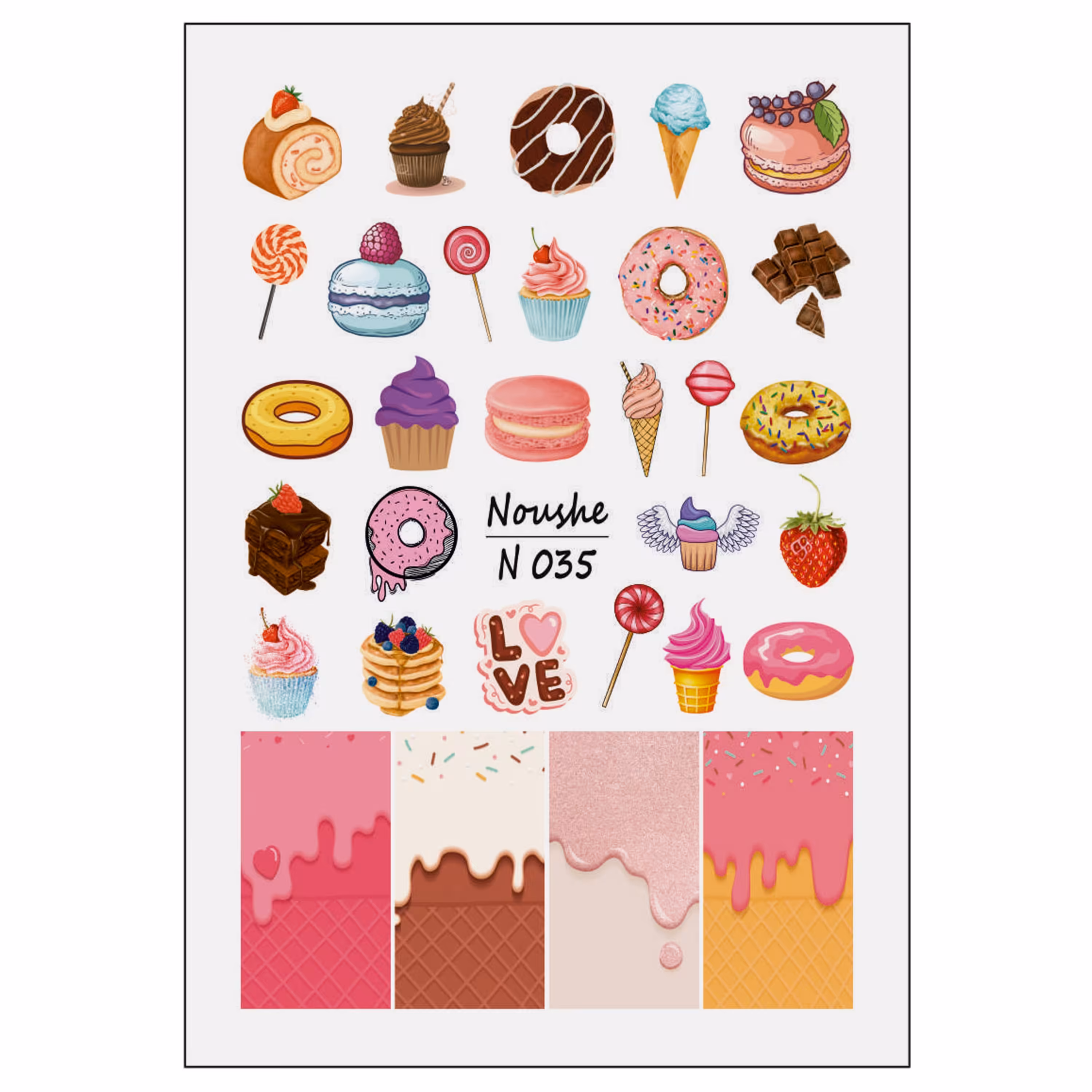 لنز ناخن نوشه مدل شیرین کد N035