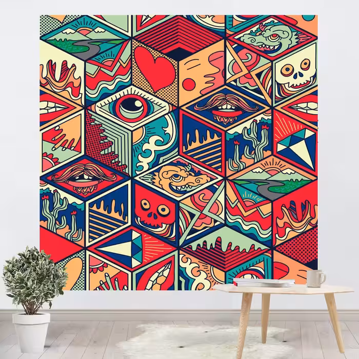 پوستر پارچه ای پرینتینگ لند طرح بکدراپ فانتزی کد F13