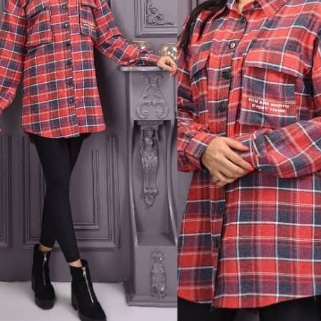 مانتو زنانه دخترانه چهارخانه مدل لش مناسب تمام فصول قد85