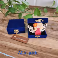 باکس هدیه مخمل جواهرات  سایز کوچک آبی