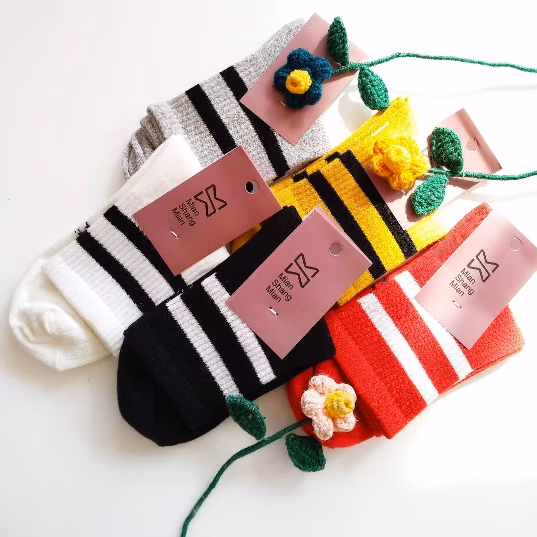 جوراب نیمساق دوخط ورزشی نخ پنبه مرغوب وارداتی اریجینال فری سایز از 36 تا 41 