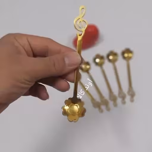 قاشق شربت و چایخوری طلایی ملودی(6تایی) قاشق چایخوری طرح گل . 