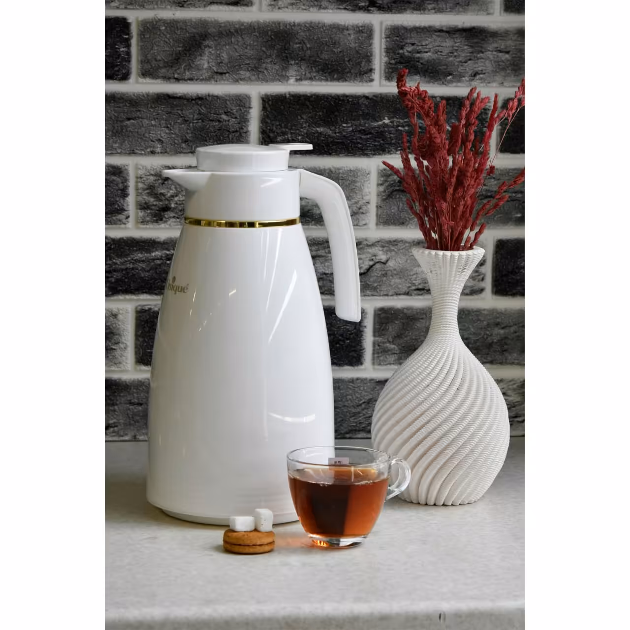 فلاسک 1.6 لیتر شیشه دار یونیک کد 1985(رنگ سفید  )
