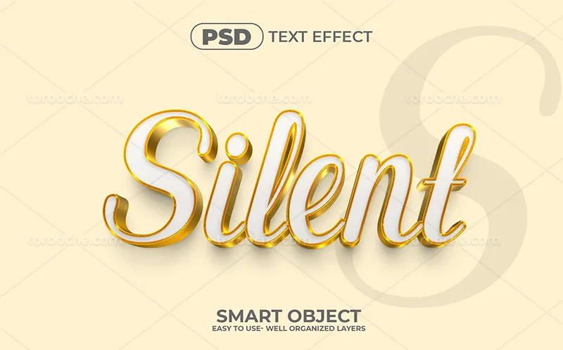 موکاپ افکت متن سه بعدی طلایی | گرافیک با طعم تربچه