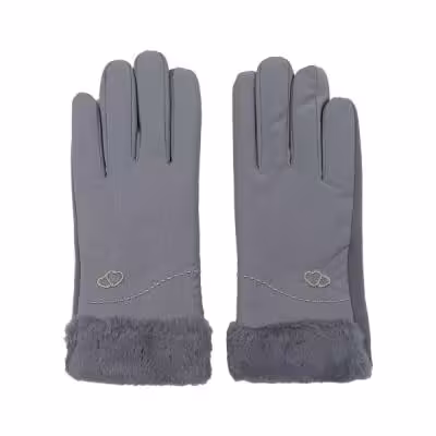 دستکش زنانه مدل لبه خز اعلا کد 1471 رنگ طوسی