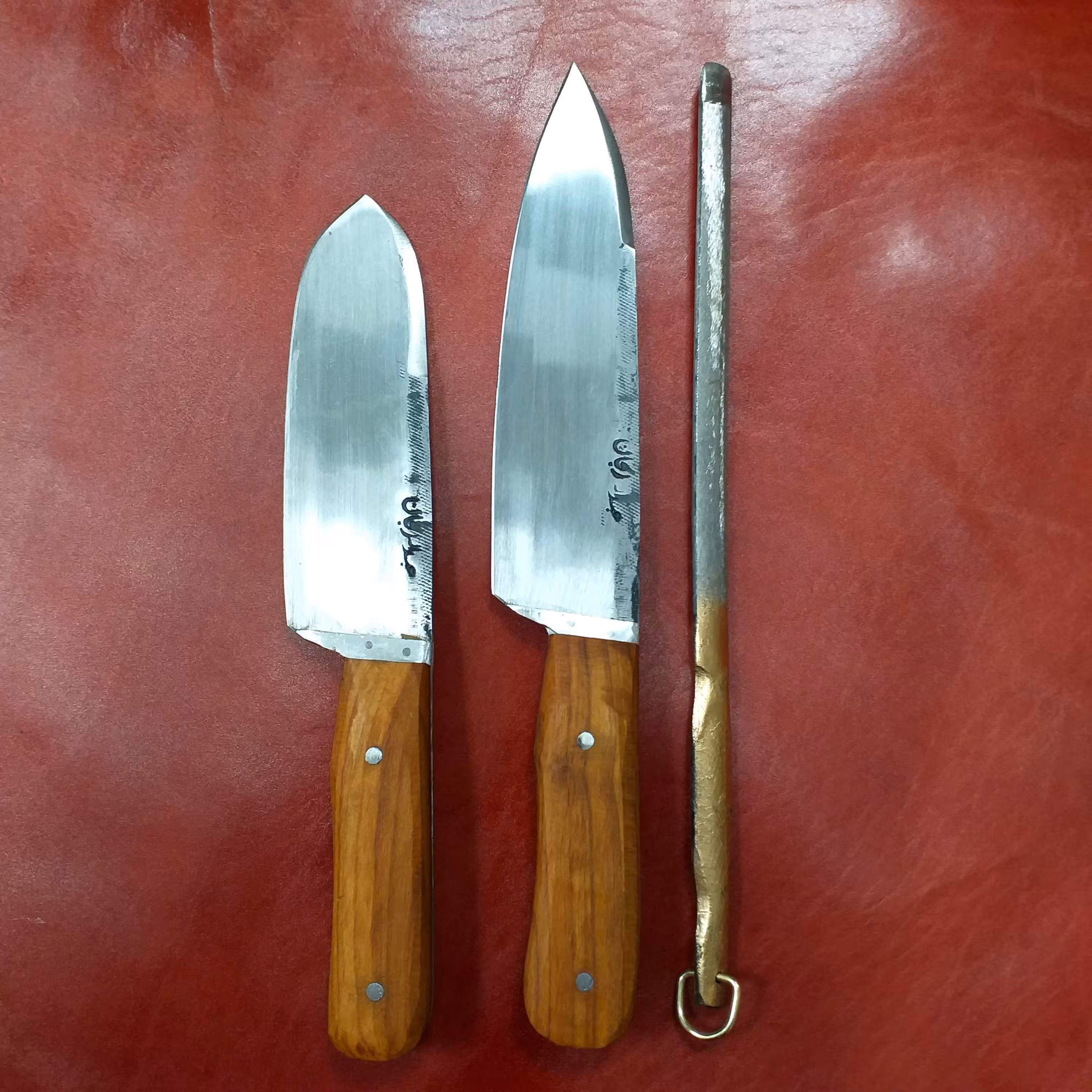 چاقو زنجان چاقو قصابی چاقوی ذبح سلاخی مصقل تیزکن 3عددباهم