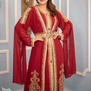پیراهن شب زنانه کرپ مدل ست ماکسی سارافون و کمربند مجلسی