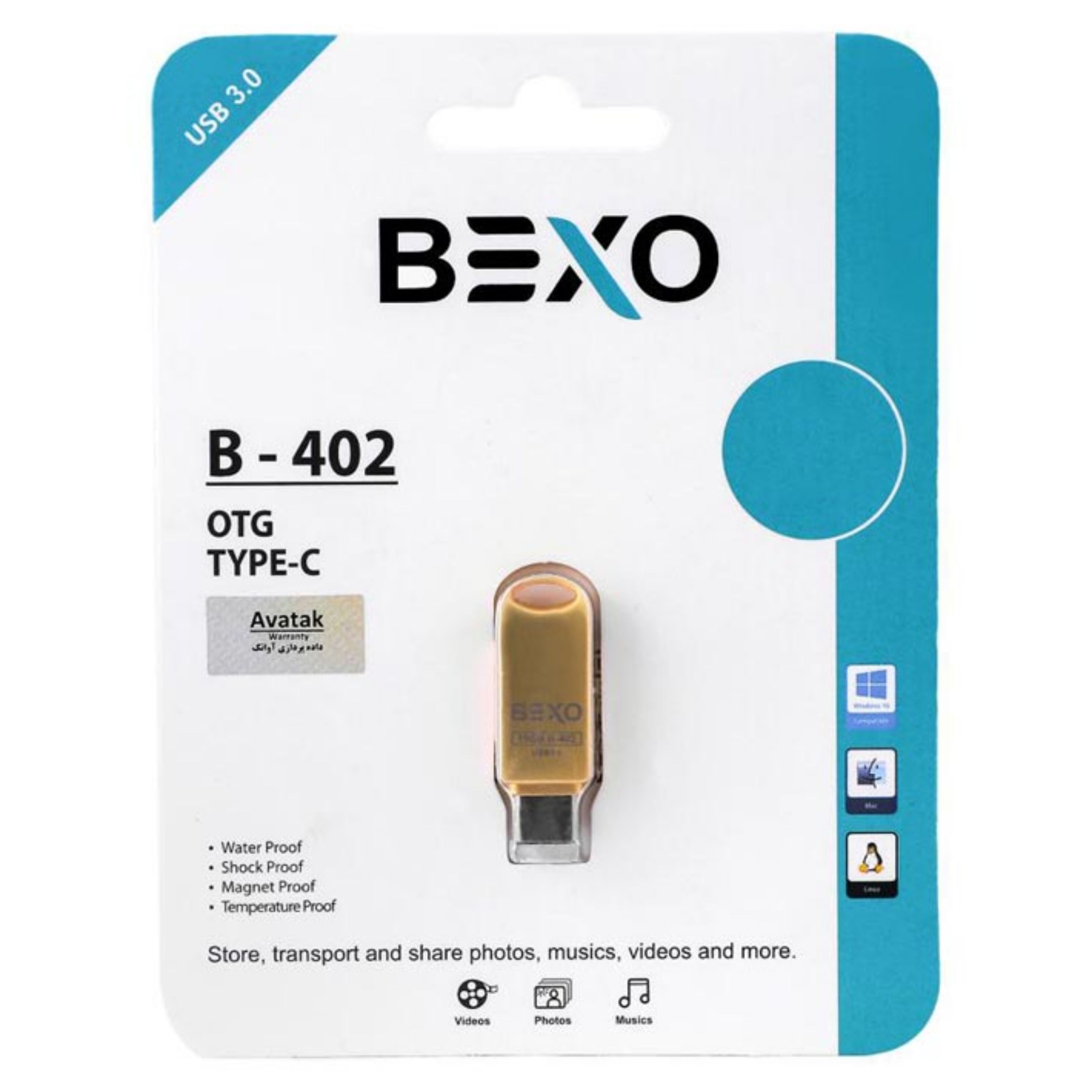 فلش 16GB  USB 3.1 - TypeC  Bexo B-402  با گارانتی مادام العمر