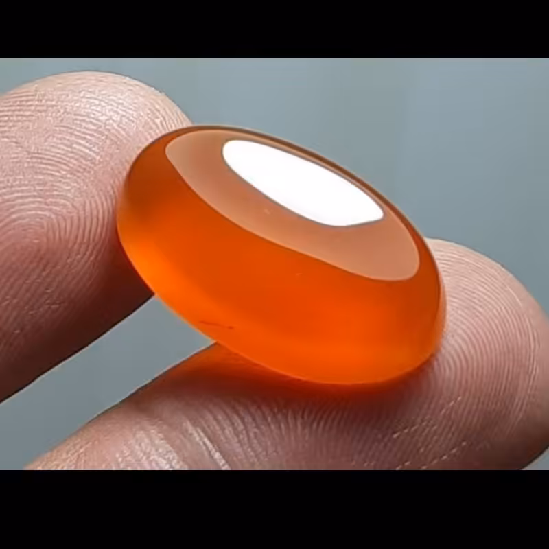 نگین عقیق پرتقالی تخت تراش زیبا و معدنی خراسان